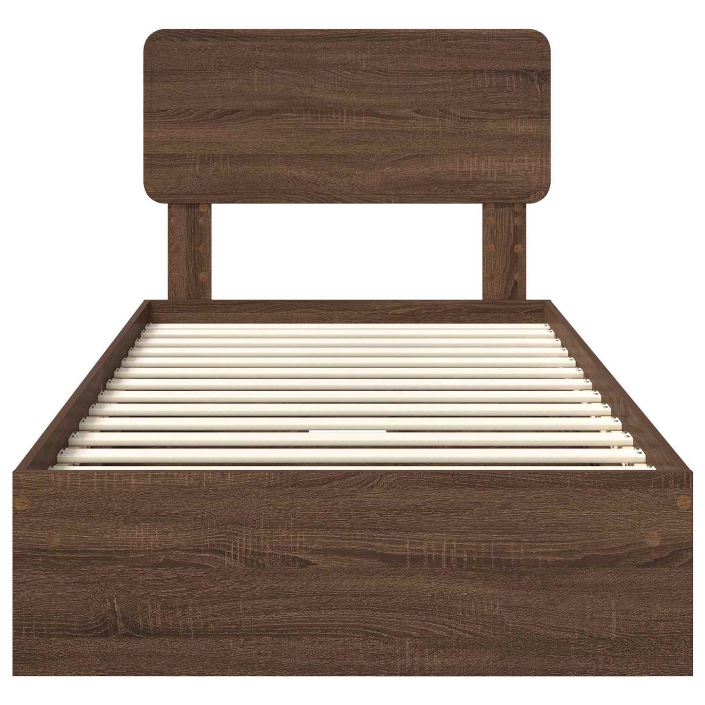 Opslag bed met hoofdeinde Bruin Eiken 75 x 190 cm Bewerkt hout