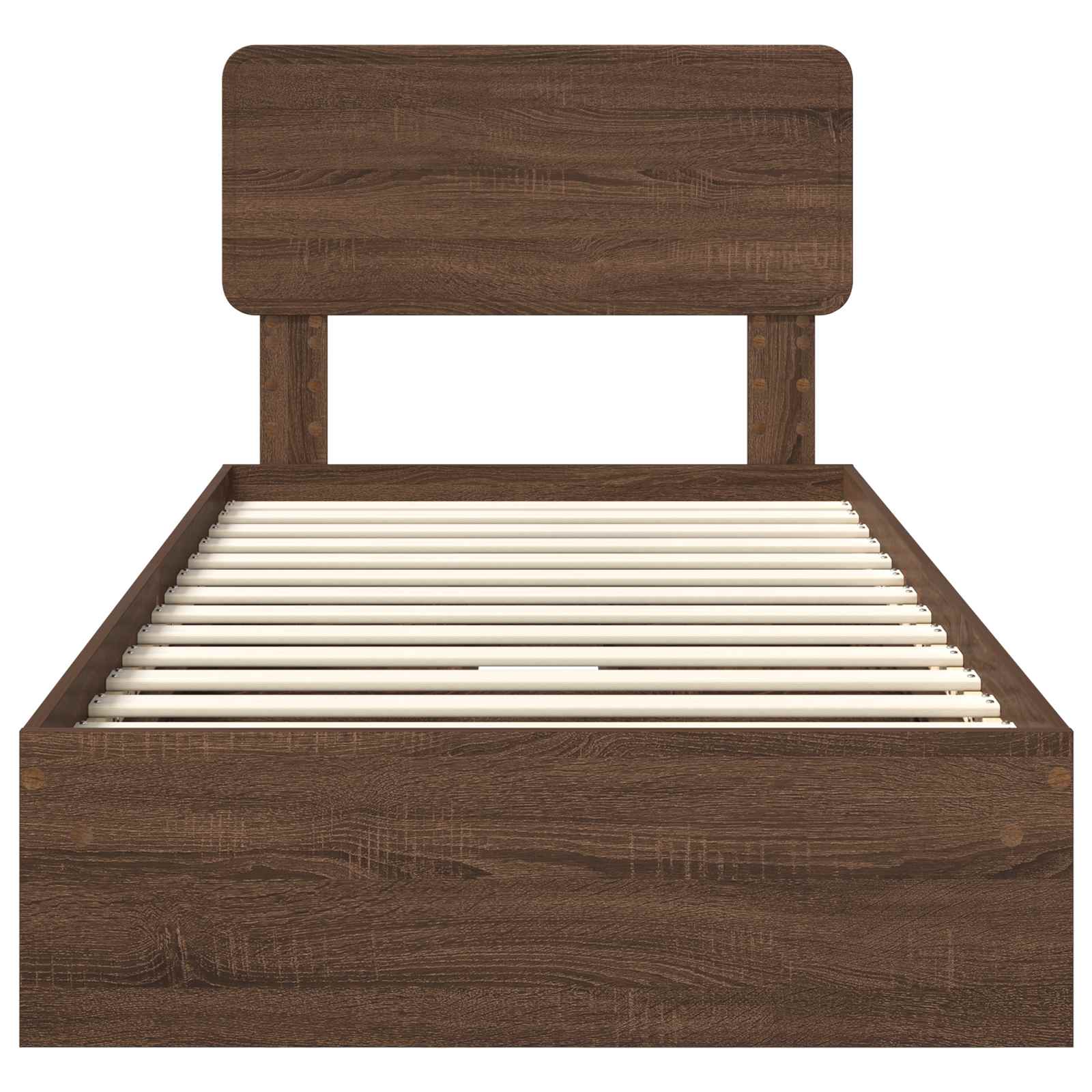 Opslag bed met hoofdeinde Bruin Eiken 75 x 190 cm Bewerkt hout