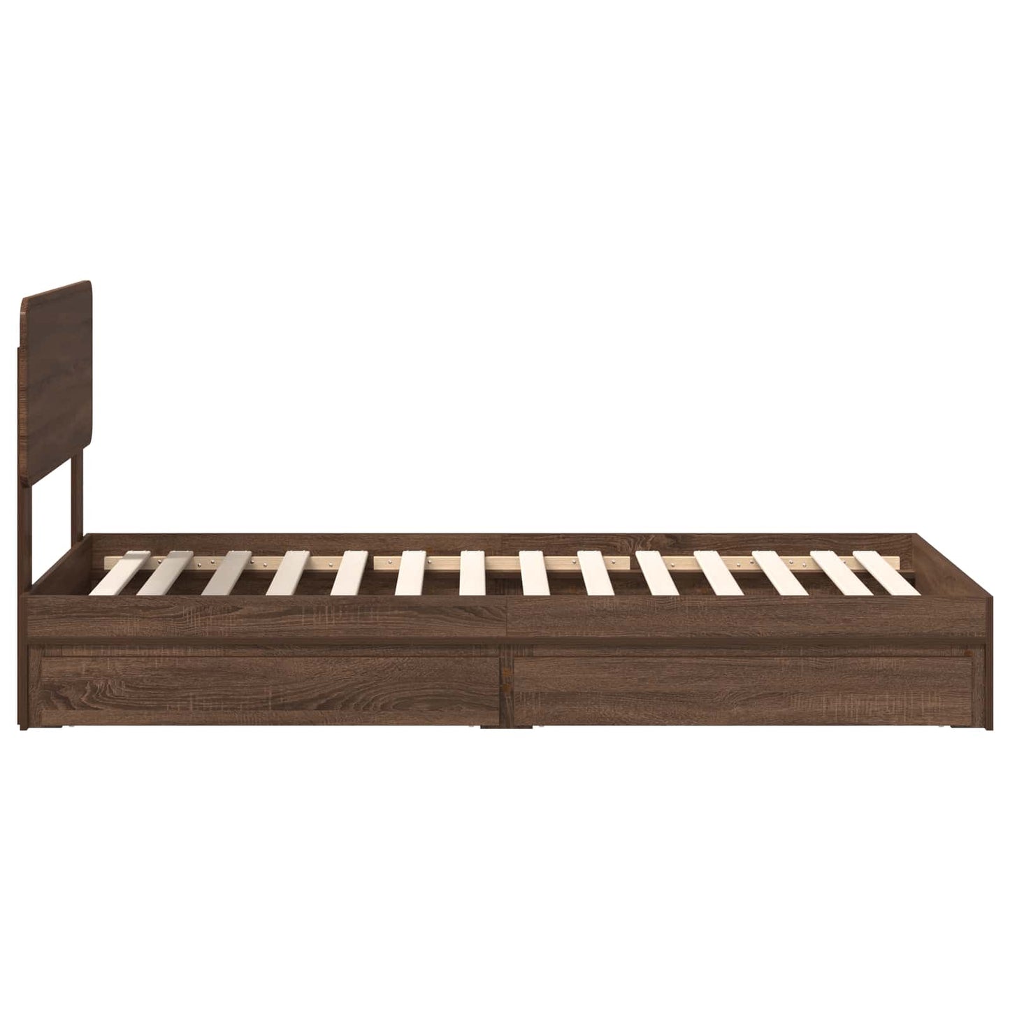 Opslag bed met hoofdeinde Bruin Eiken 75 x 190 cm Bewerkt hout
