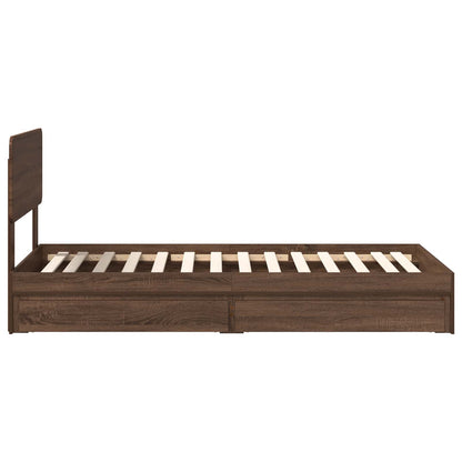Opslag bed met hoofdeinde Bruin Eiken 75 x 190 cm Bewerkt hout