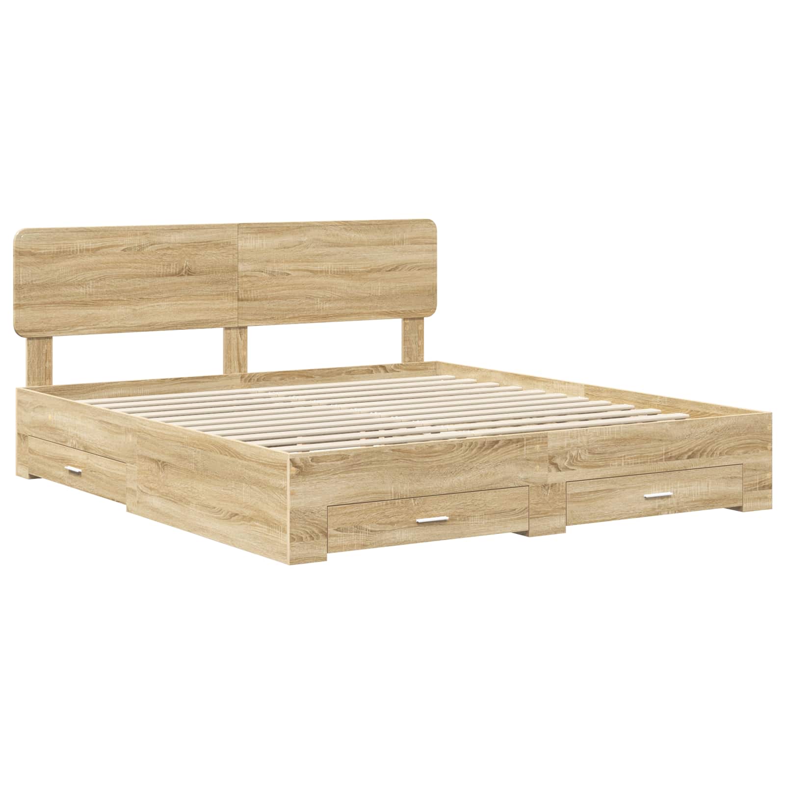 Bedframe met hoofdeinde Sonoma Eiken 200 x 200 cm Bewerkt hout