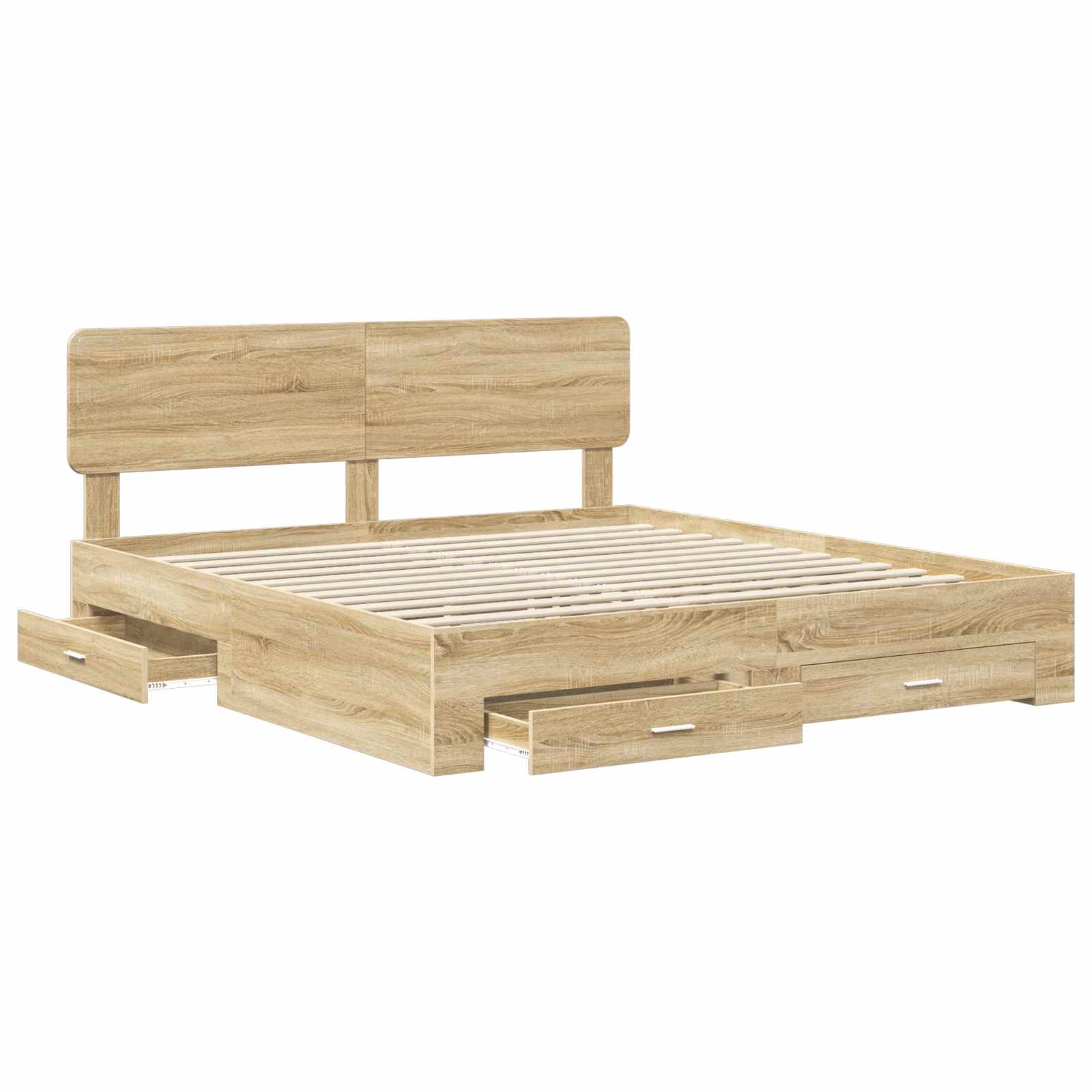 Bedframe met hoofdeinde Sonoma Eiken 200 x 200 cm Bewerkt hout