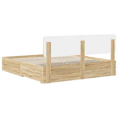 Bedframe met hoofdeinde Sonoma Eiken 200 x 200 cm Bewerkt hout