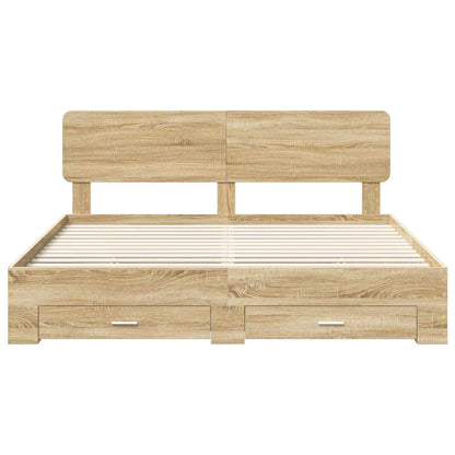 Bedframe met hoofdeinde Sonoma Eiken 200 x 200 cm Bewerkt hout