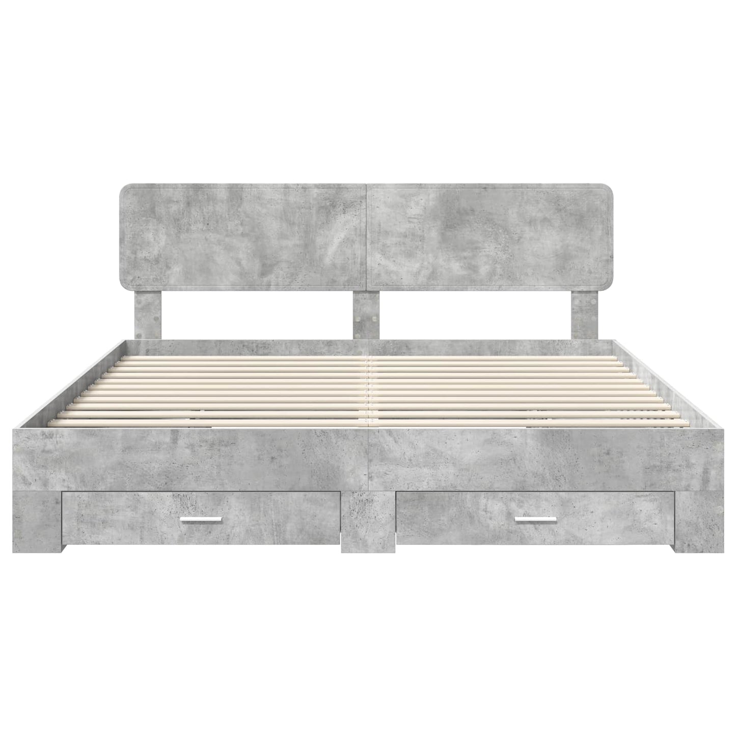 Bedframe met hoofdeinde Beton Grijs 200 x 200 cm Bewerkt hout
