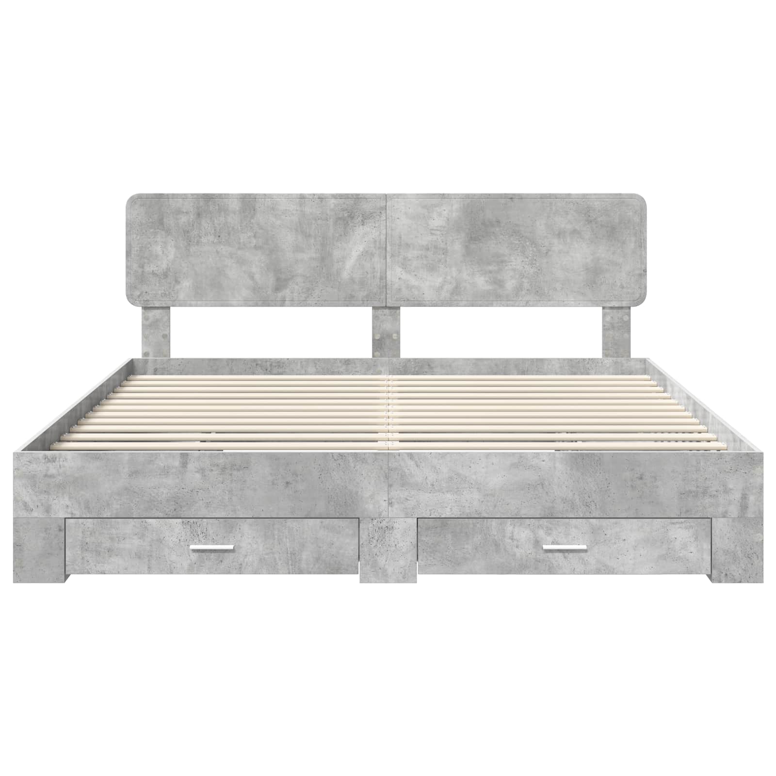 Bedframe met hoofdeinde Beton Grijs 200 x 200 cm Bewerkt hout