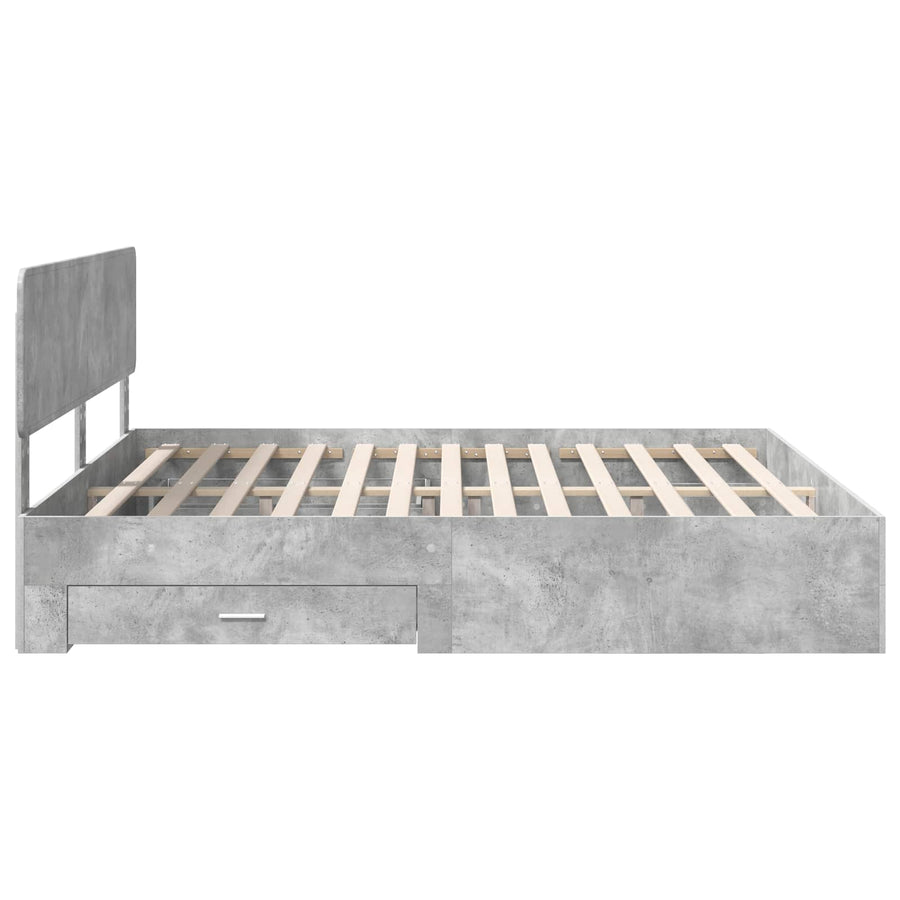 Bedframe met hoofdeinde Beton Grijs 200 x 200 cm Bewerkt hout