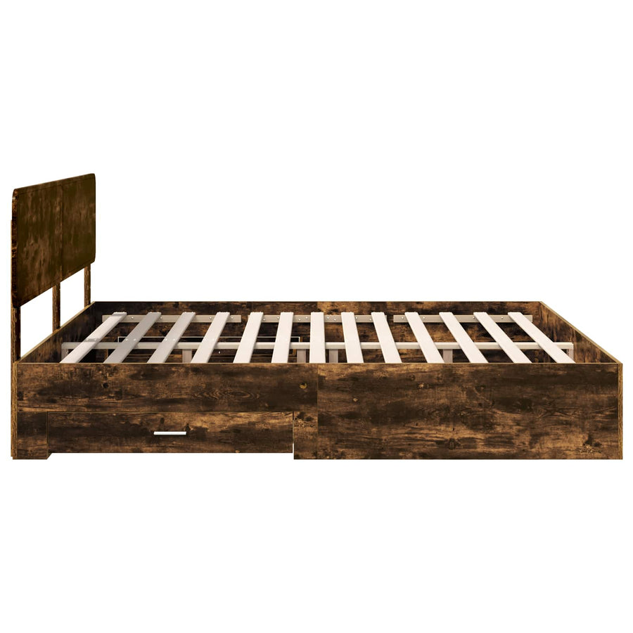 Bedframe met hoofdeinde Gerookt eiken 200 x 200 cm Bewerkt hout