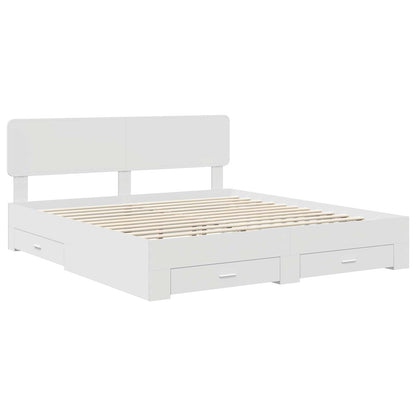 Bedframe met hoofdeinde met lade Wit 180 x 200 cm Bewerkt hout