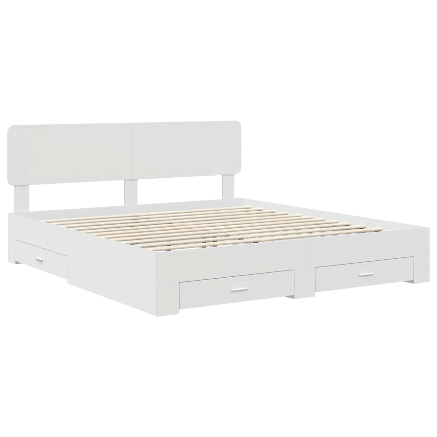 Bedframe met hoofdeinde met lade Wit 180 x 200 cm Bewerkt hout