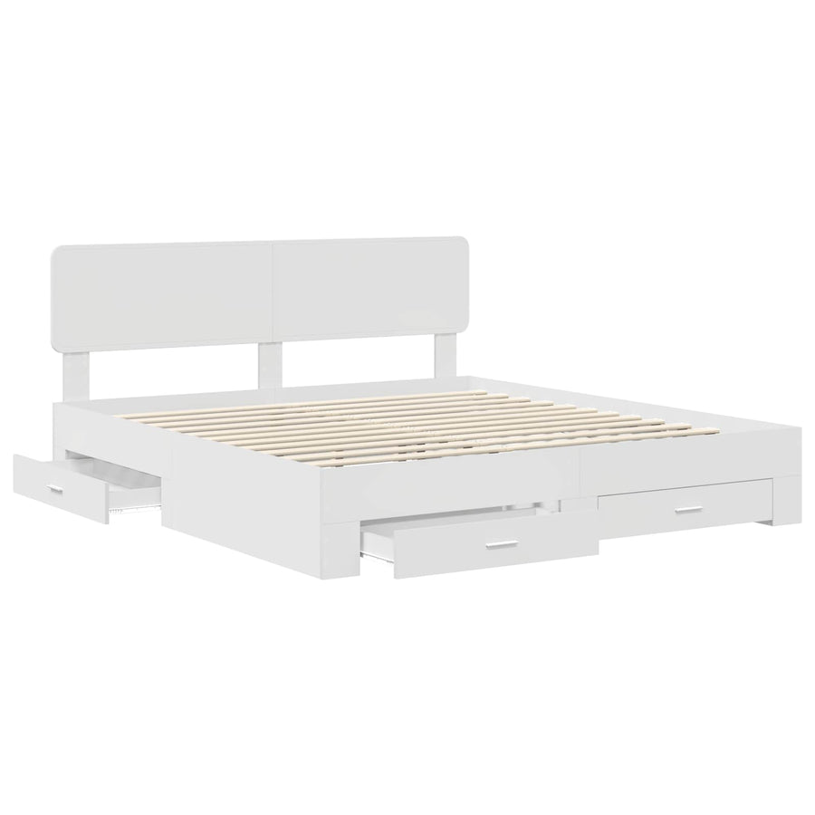 Bedframe met hoofdeinde met lade Wit 180 x 200 cm Bewerkt hout