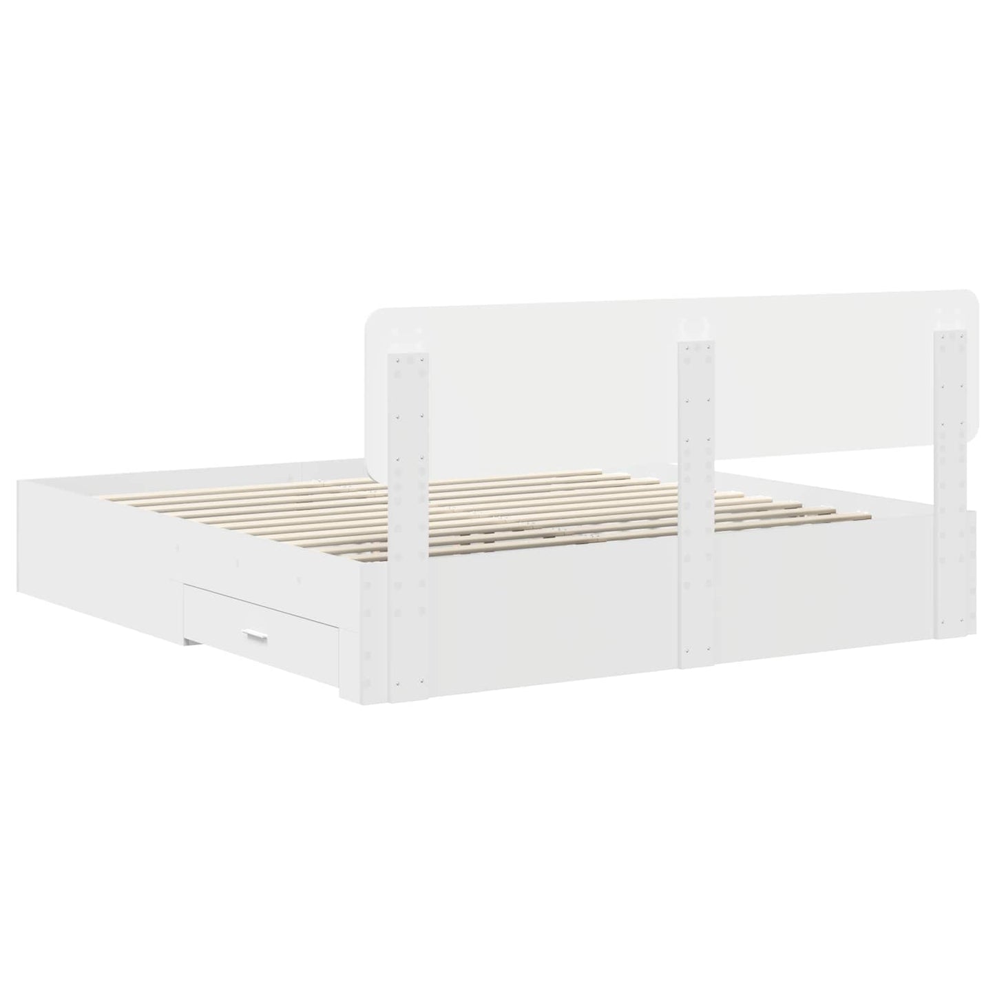 Bedframe met hoofdeinde met lade Wit 180 x 200 cm Bewerkt hout