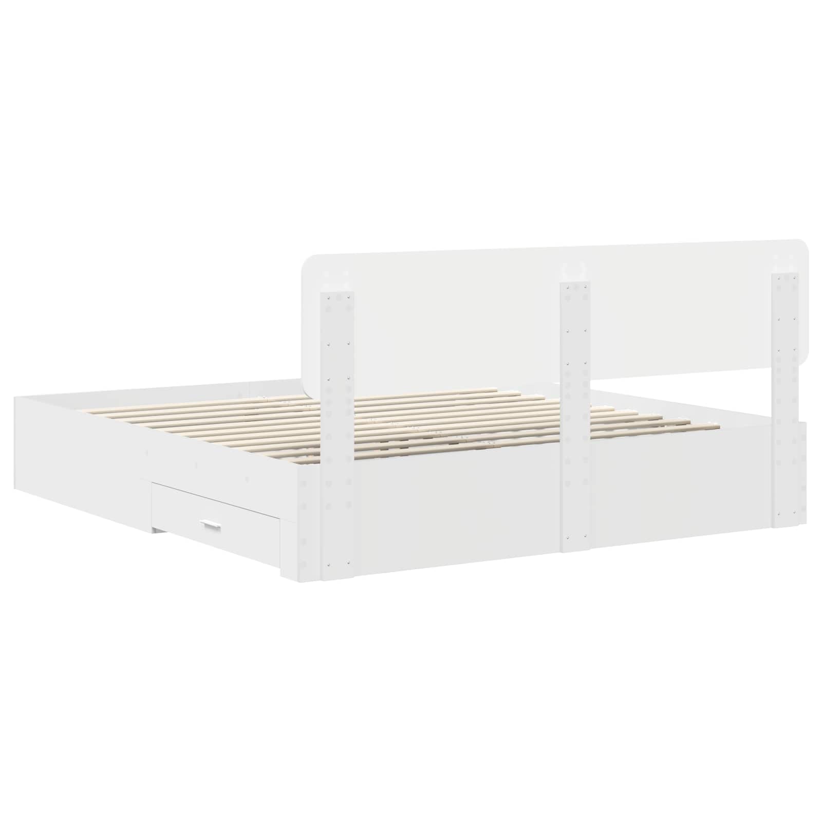 Bedframe met hoofdeinde met lade Wit 180 x 200 cm Bewerkt hout