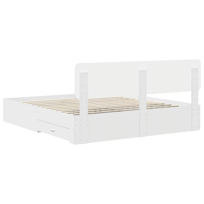 Bedframe met hoofdeinde met lade Wit 180 x 200 cm Bewerkt hout