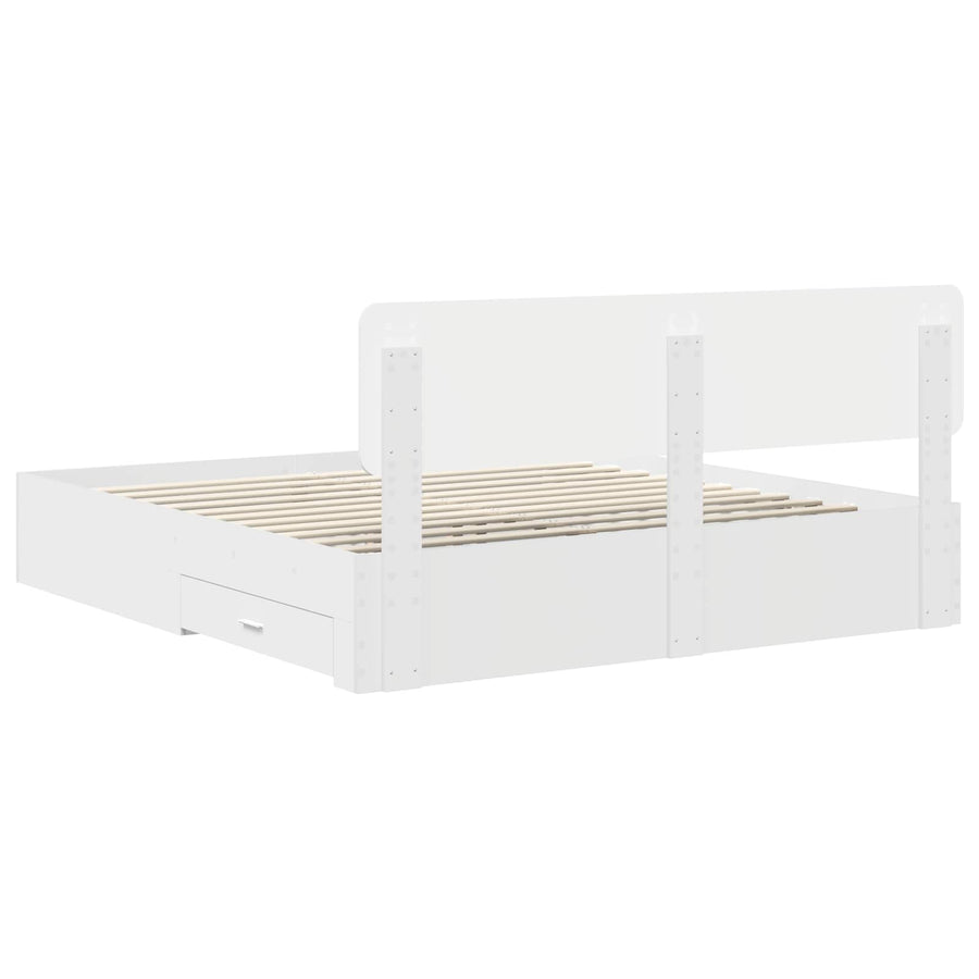 Bedframe met hoofdeinde met lade Wit 180 x 200 cm Bewerkt hout