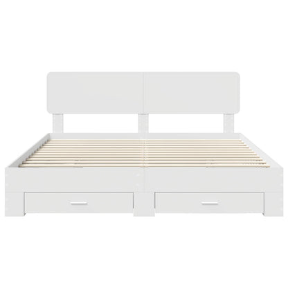 Bedframe met hoofdeinde met lade Wit 180 x 200 cm Bewerkt hout