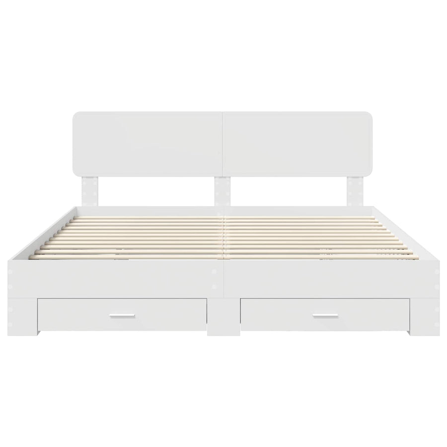 Bedframe met hoofdeinde met lade Wit 180 x 200 cm Bewerkt hout