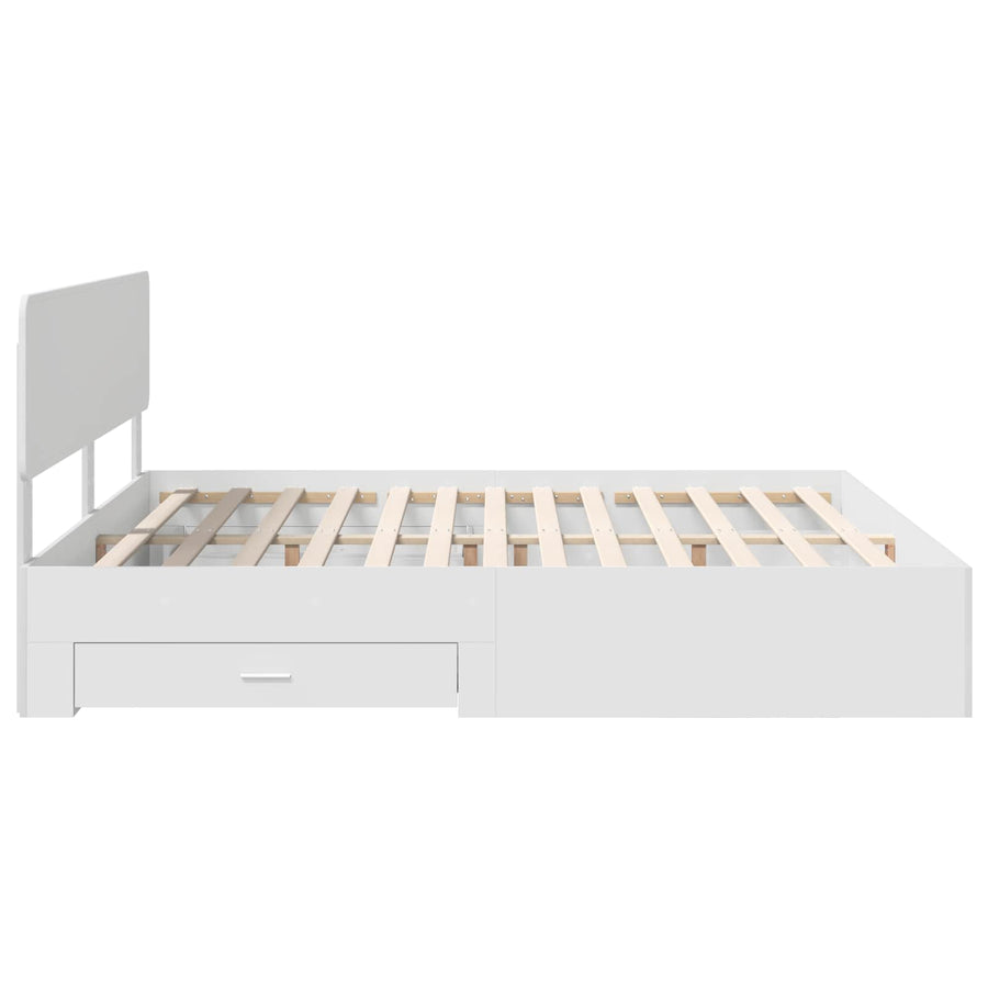 Bedframe met hoofdeinde met lade Wit 180 x 200 cm Bewerkt hout