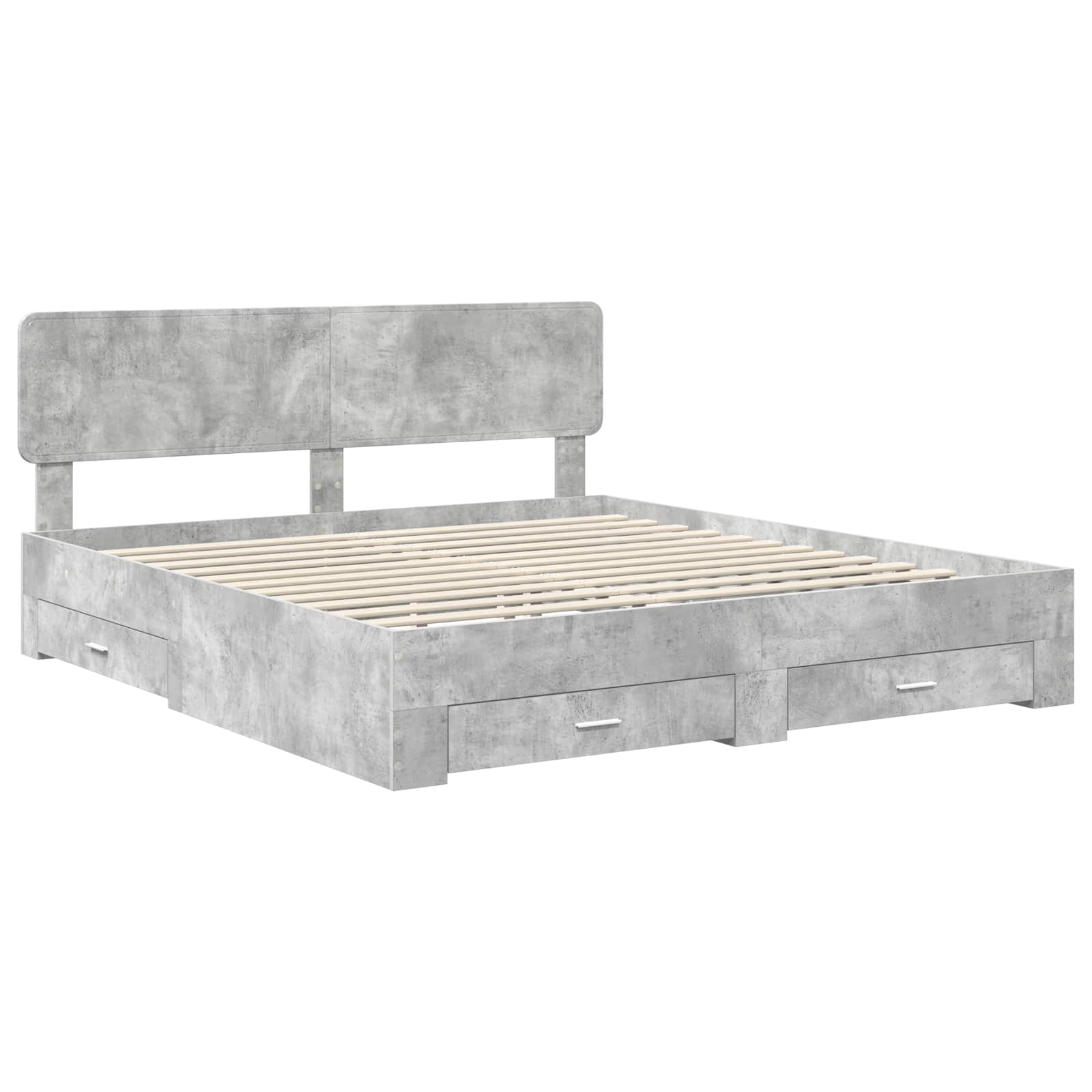Bedframe met hoofdeinde Beton Grijs 180 x 200 cm Bewerkt hout