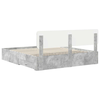 Bedframe met hoofdeinde Beton Grijs 180 x 200 cm Bewerkt hout