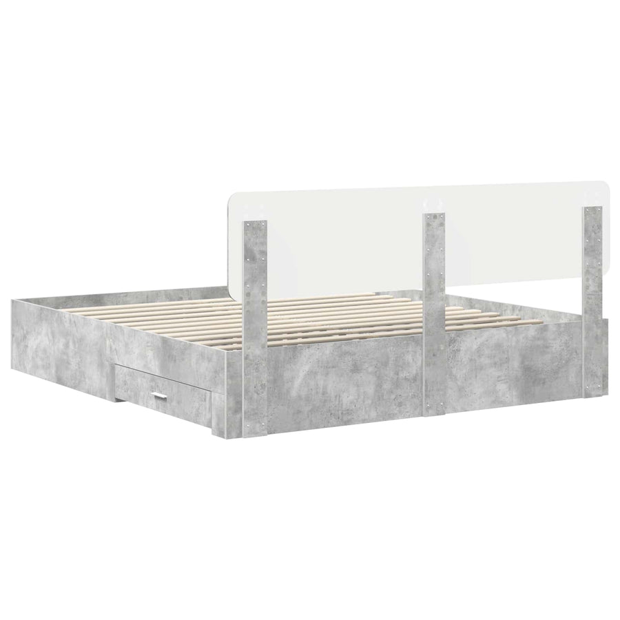 Bedframe met hoofdeinde Beton Grijs 180 x 200 cm Bewerkt hout