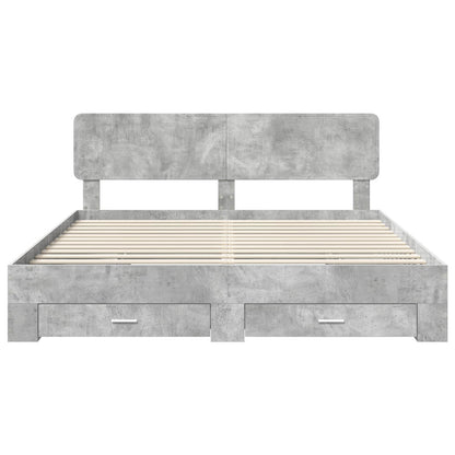 Bedframe met hoofdeinde Beton Grijs 180 x 200 cm Bewerkt hout