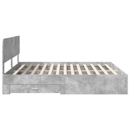 Bedframe met hoofdeinde Beton Grijs 180 x 200 cm Bewerkt hout