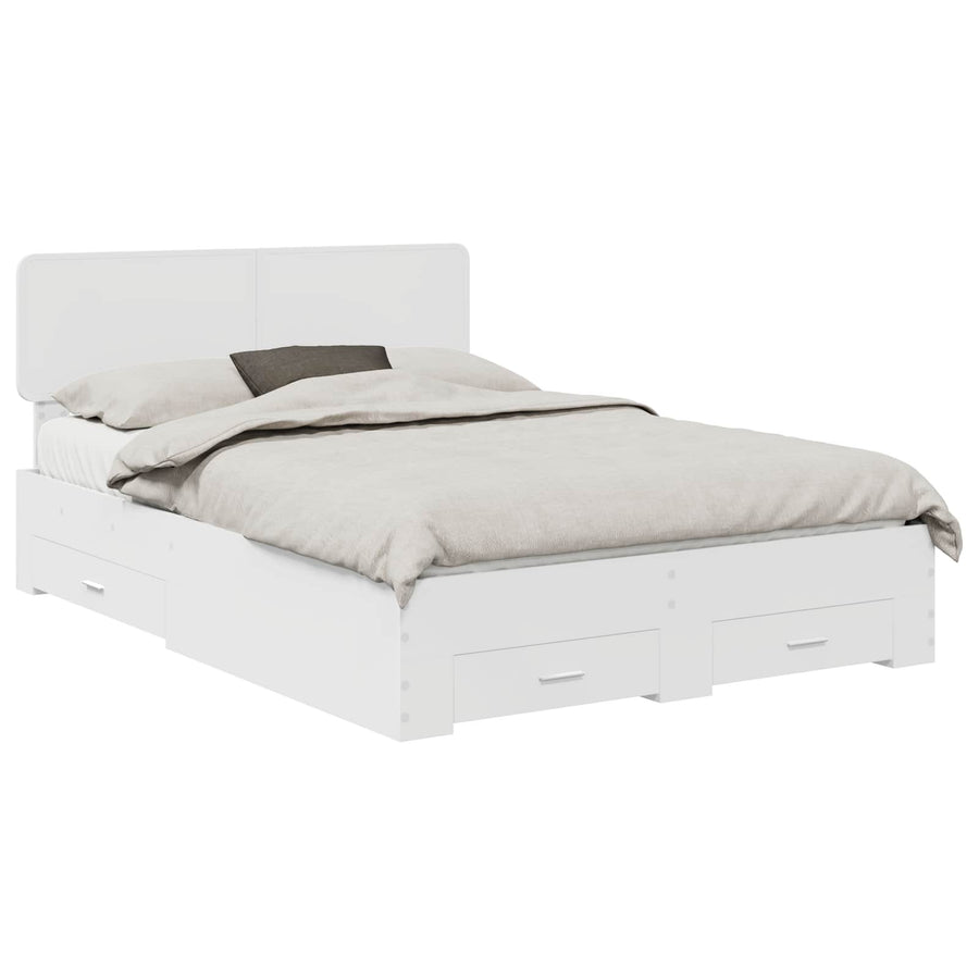 Bedframe met hoofdeinde met lade Wit 160 x 200 cm Bewerkt hout