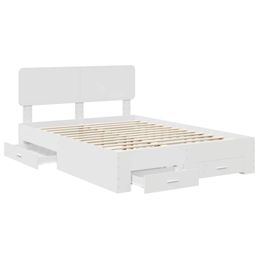 Bedframe met hoofdeinde met lade Wit 160 x 200 cm Bewerkt hout