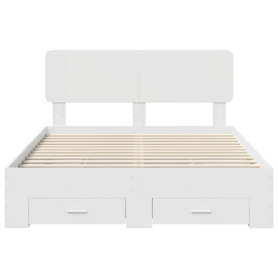 Bedframe met hoofdeinde met lade Wit 160 x 200 cm Bewerkt hout