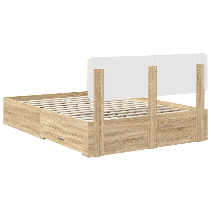 Bedframe met hoofdeinde Sonoma Eiken 150 x 200 cm Bewerkt hout
