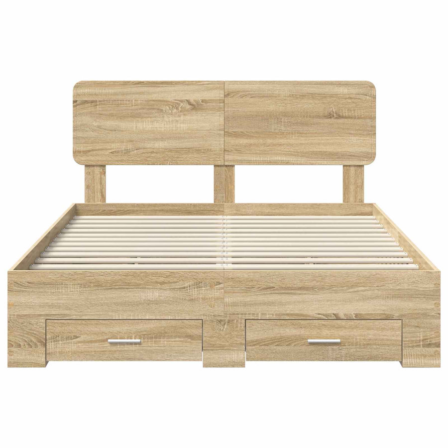 Bedframe met hoofdeinde Sonoma Eiken 150 x 200 cm Bewerkt hout