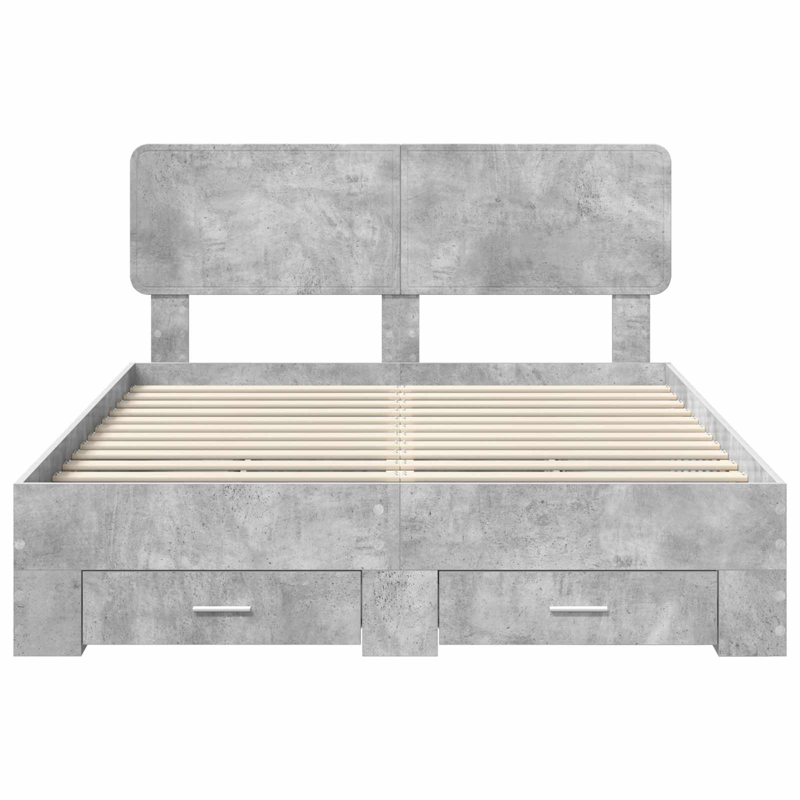 Bedframe met hoofdeinde Beton Grijs 150 x 200 cm Bewerkt hout