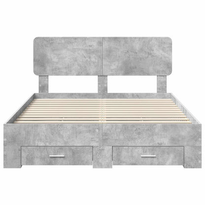 Bedframe met hoofdeinde Beton Grijs 150 x 200 cm Bewerkt hout
