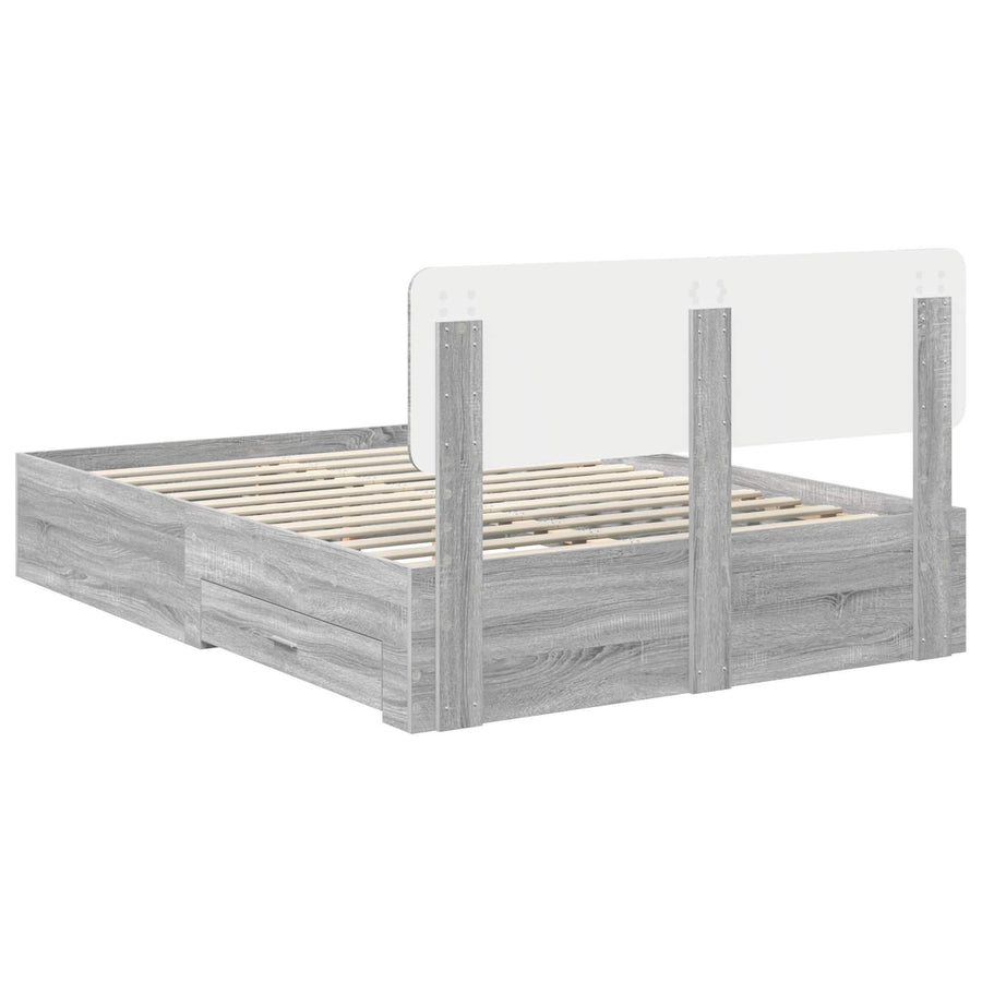 Bedframe met hoofdeinde Grijs Sonoma 150 x 200 cm Bewerkt hout