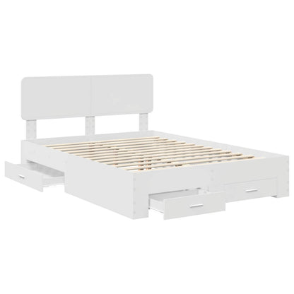 Bedframe met hoofdeinde met lade Wit 140 x 200 cm Bewerkt hout