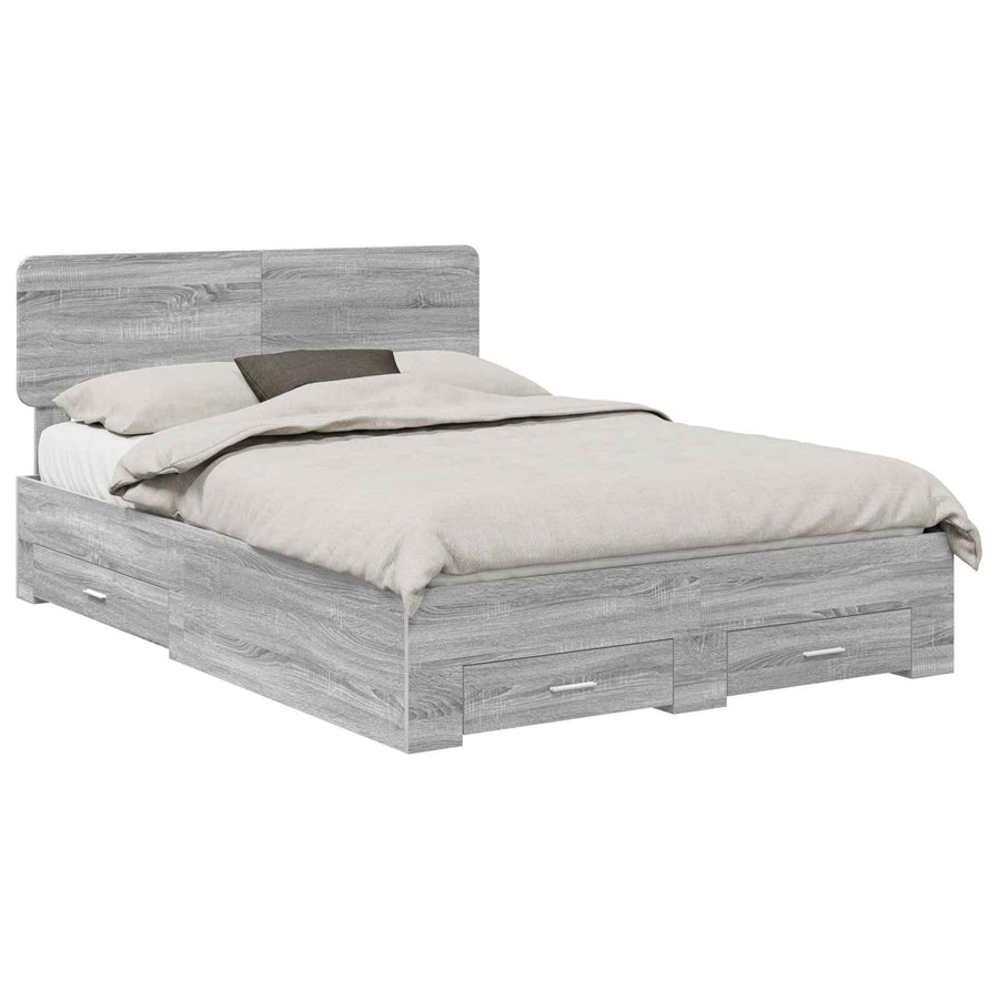 Bedframe met hoofdeinde Grijs Sonoma 140 x 200 cm Bewerkt hout