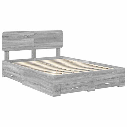 Bedframe met hoofdeinde Grijs Sonoma 140 x 200 cm Bewerkt hout