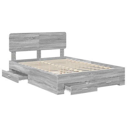 Bedframe met hoofdeinde Grijs Sonoma 140 x 200 cm Bewerkt hout