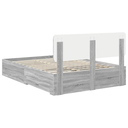 Bedframe met hoofdeinde Grijs Sonoma 140 x 200 cm Bewerkt hout