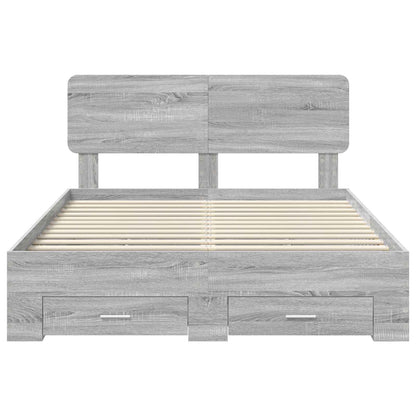Bedframe met hoofdeinde Grijs Sonoma 140 x 200 cm Bewerkt hout