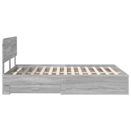 Bedframe met hoofdeinde Grijs Sonoma 140 x 200 cm Bewerkt hout