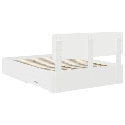 Bedframe met hoofdeinde met lade Wit 140 x 190 cm Bewerkt hout