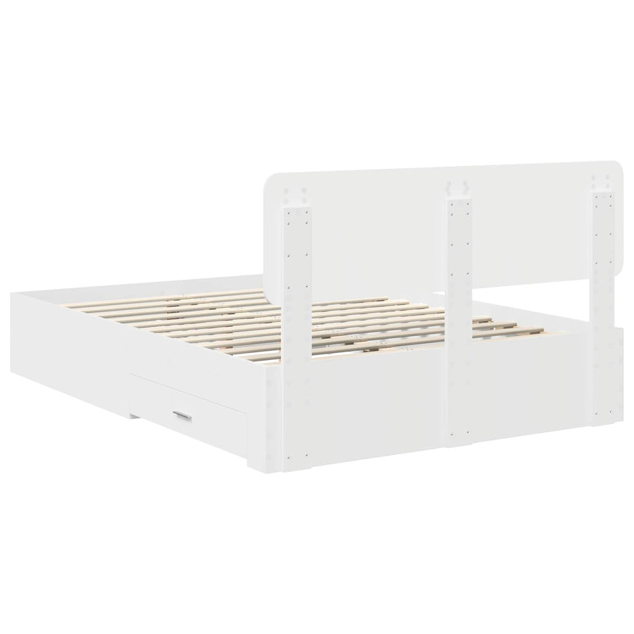 Bedframe met hoofdeinde met lade Wit 140 x 190 cm Bewerkt hout
