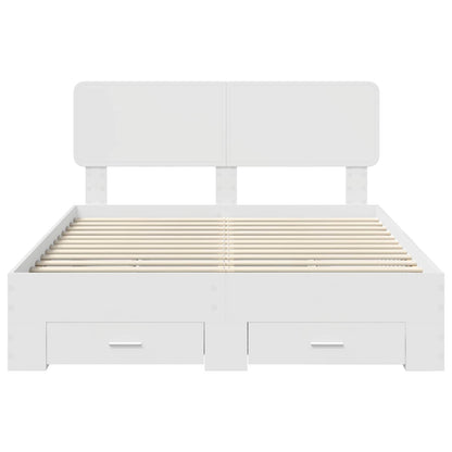 Bedframe met hoofdeinde met lade Wit 140 x 190 cm Bewerkt hout