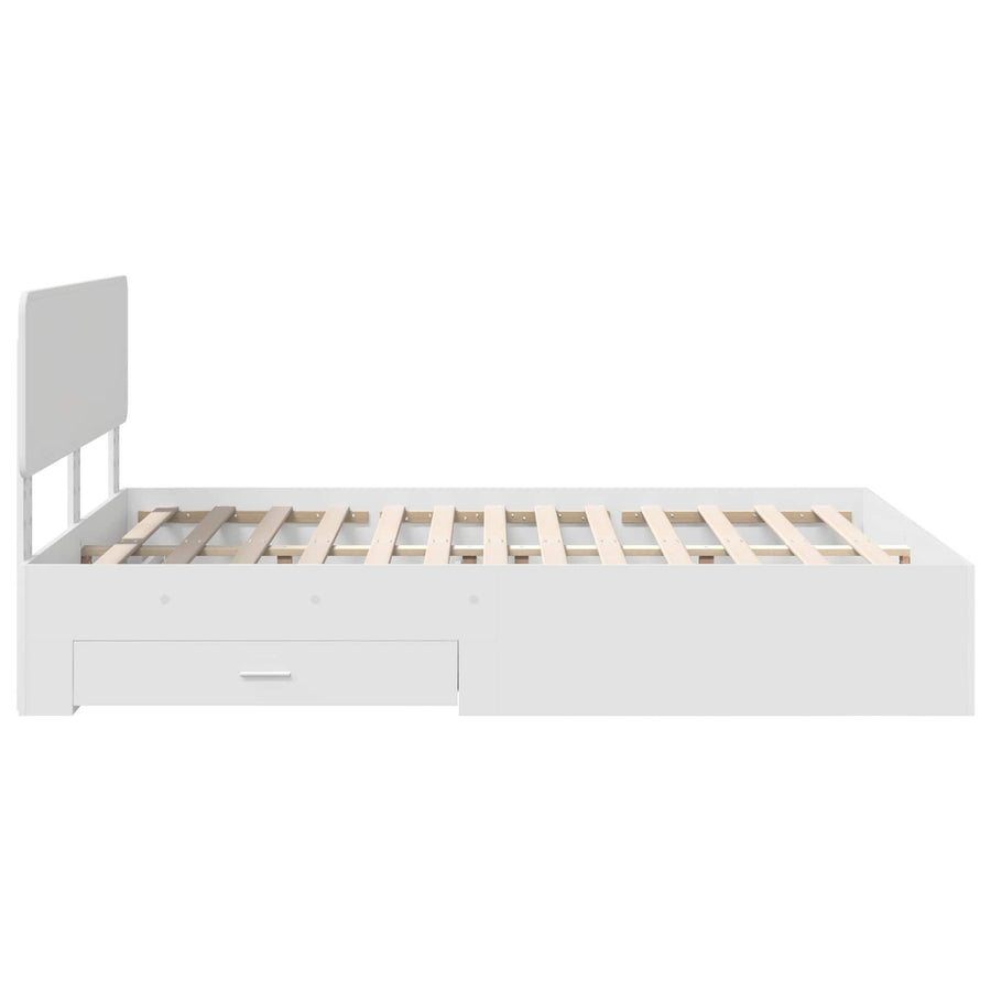 Bedframe met hoofdeinde met lade Wit 140 x 190 cm Bewerkt hout