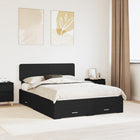 Bed frame with headboard Black 140 x 190 cm Engineered wood