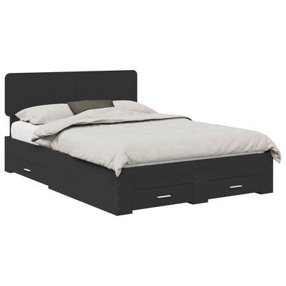 Bedframe Met Hoofdeinde Bewerkt Hout 140 x 190 cm Zwart