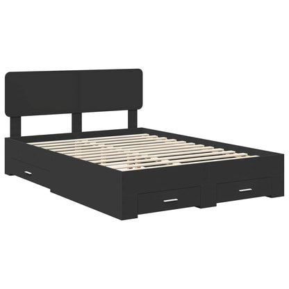 Bedframe Met Hoofdeinde Bewerkt Hout 140 x 190 cm Zwart