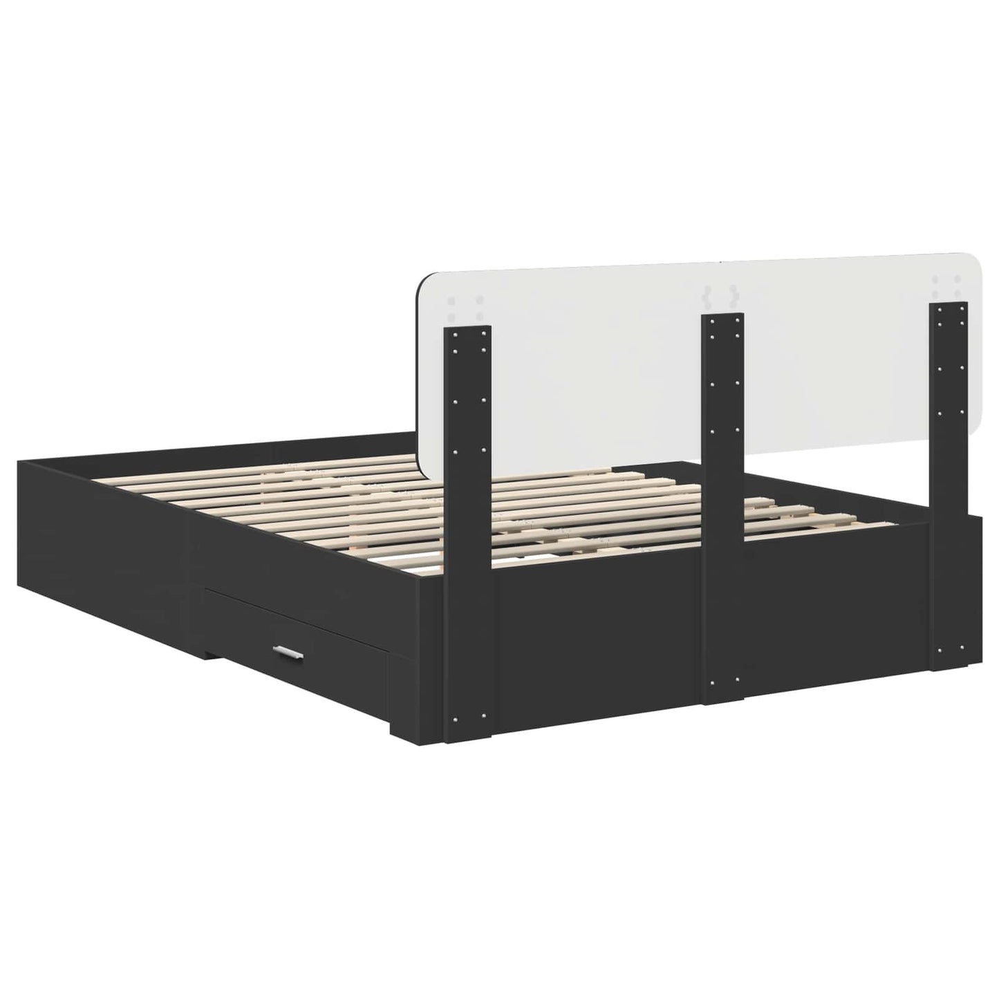 Bedframe Met Hoofdeinde Bewerkt Hout 140 x 190 cm Zwart